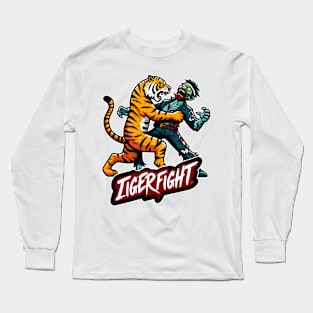 Tiger vs Zombie Fight Long Sleeve T-Shirt